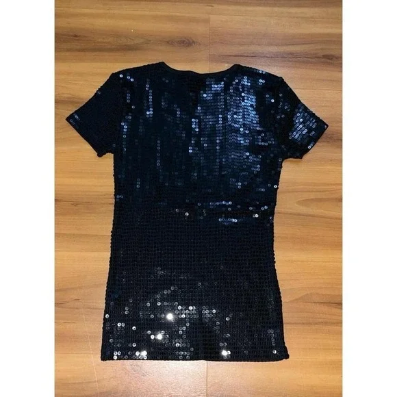 Womens Michael Kors Sequin Black Party Disco‎ Shirt - Picture 2 of 6